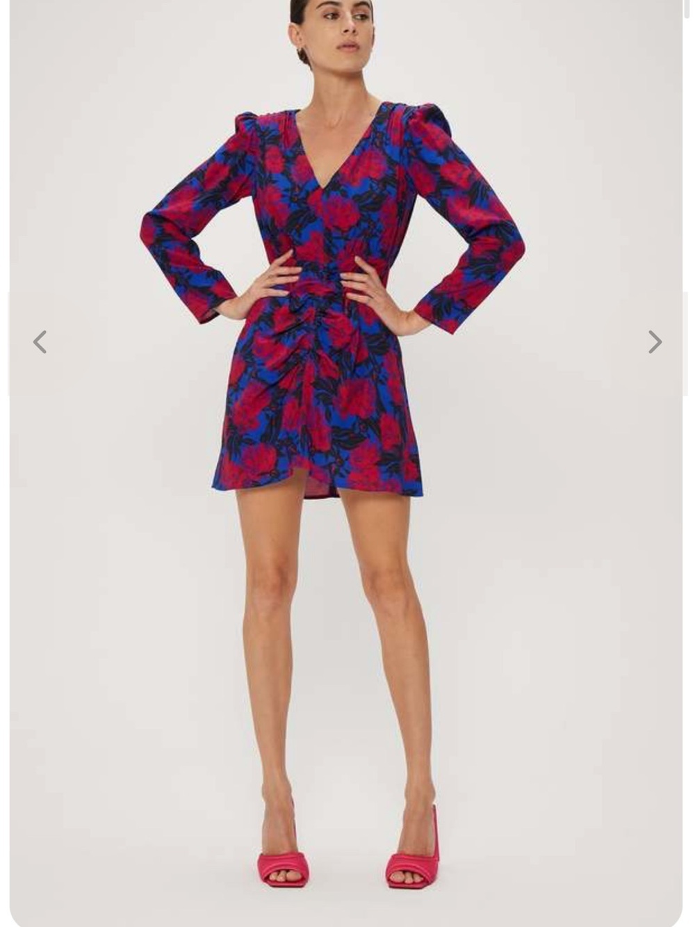 Third Form Full Blossom Long Sleeve Mini Dress in Blue and Red